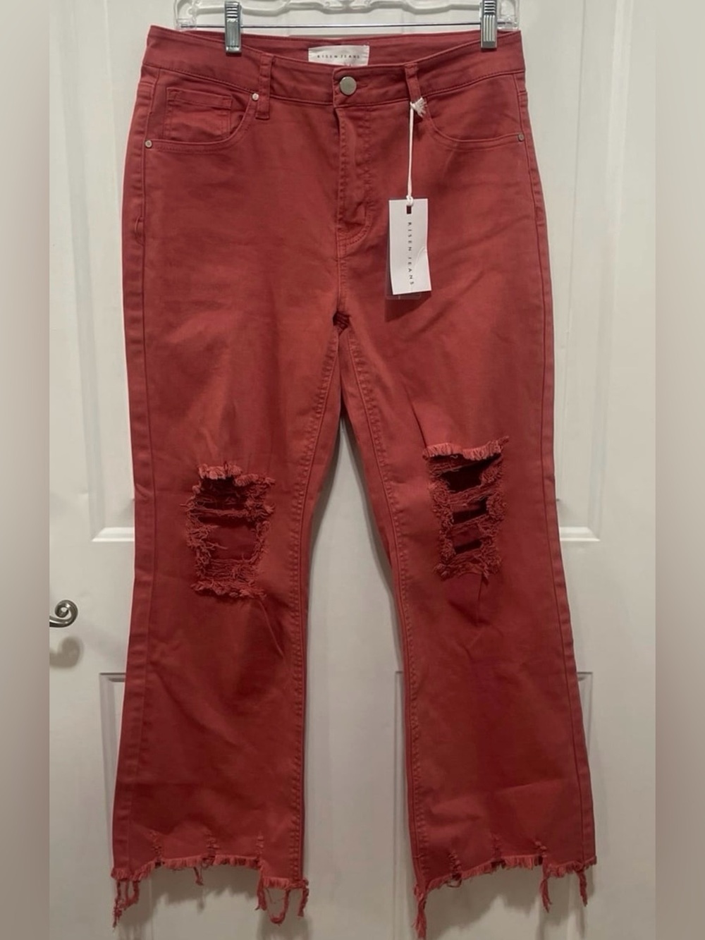NWT Risen jeans  Los Angeles jeans size 7/28 red rust distressed